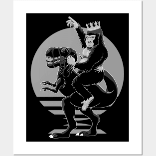 King kong riding a T-rex, Napoleon style Posters and Art